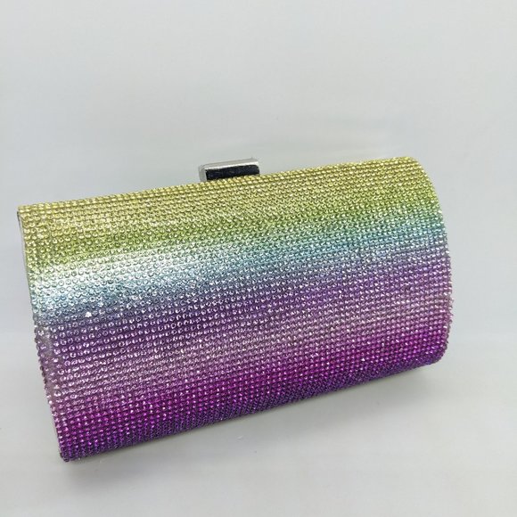 INC International Concepts Handbags - INC Ranndi embellished crystal sparkle clutch minaudiere - OMBRE MULTICOLOR